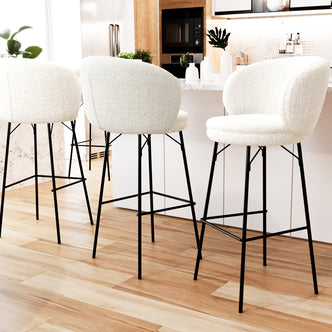 Belize Boucle Bar Stools (Set of 2) - Cream White - Lifestyle