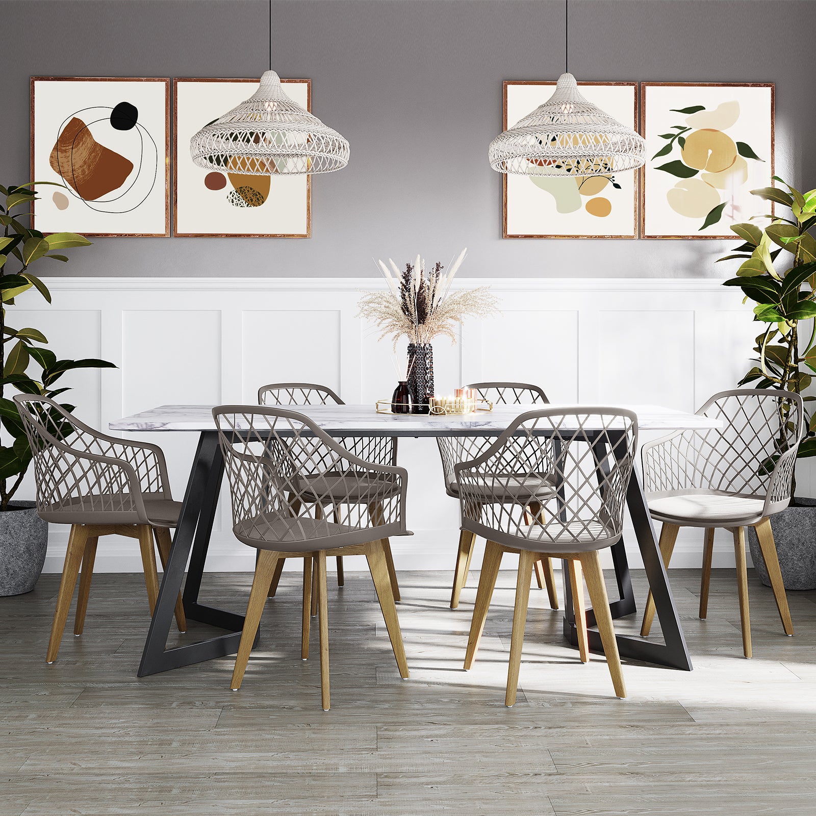 Caesar Beech Wood Dining Chair Set of 6, featuring sleek lines and plush velvet upholstery. The sturdy beech wood frame pairs elegantly with any dining table, enhancing the room's aesthetic.