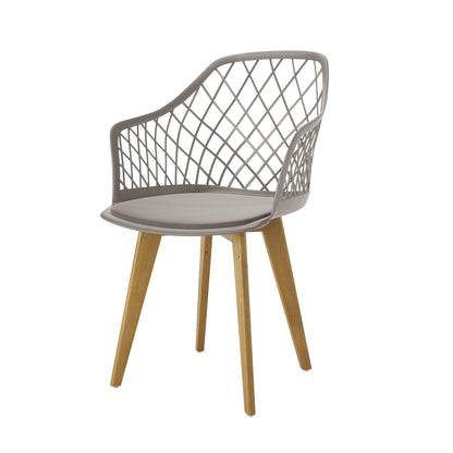 Caesar Beech Wood Dining Chair Grey Set of 6, featuring close-up views of the wicker texture and sturdy wooden frame, highlighting its sleek design and craftsmanship for stylish dining spaces.