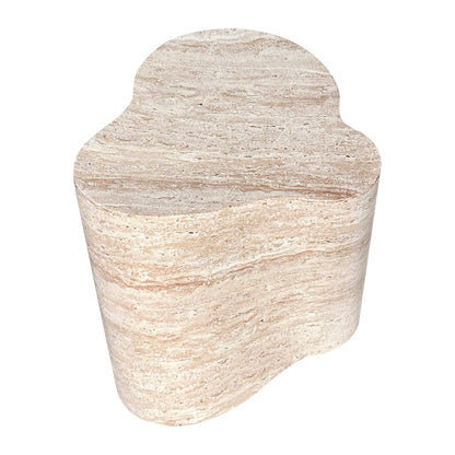 Cayton Concrete Indoor Side Table - Travertine with smooth, curved stone-like finish, showcasing modern elegance and durability, ideal for enhancing indoor spaces with a touch of natural sophistication.