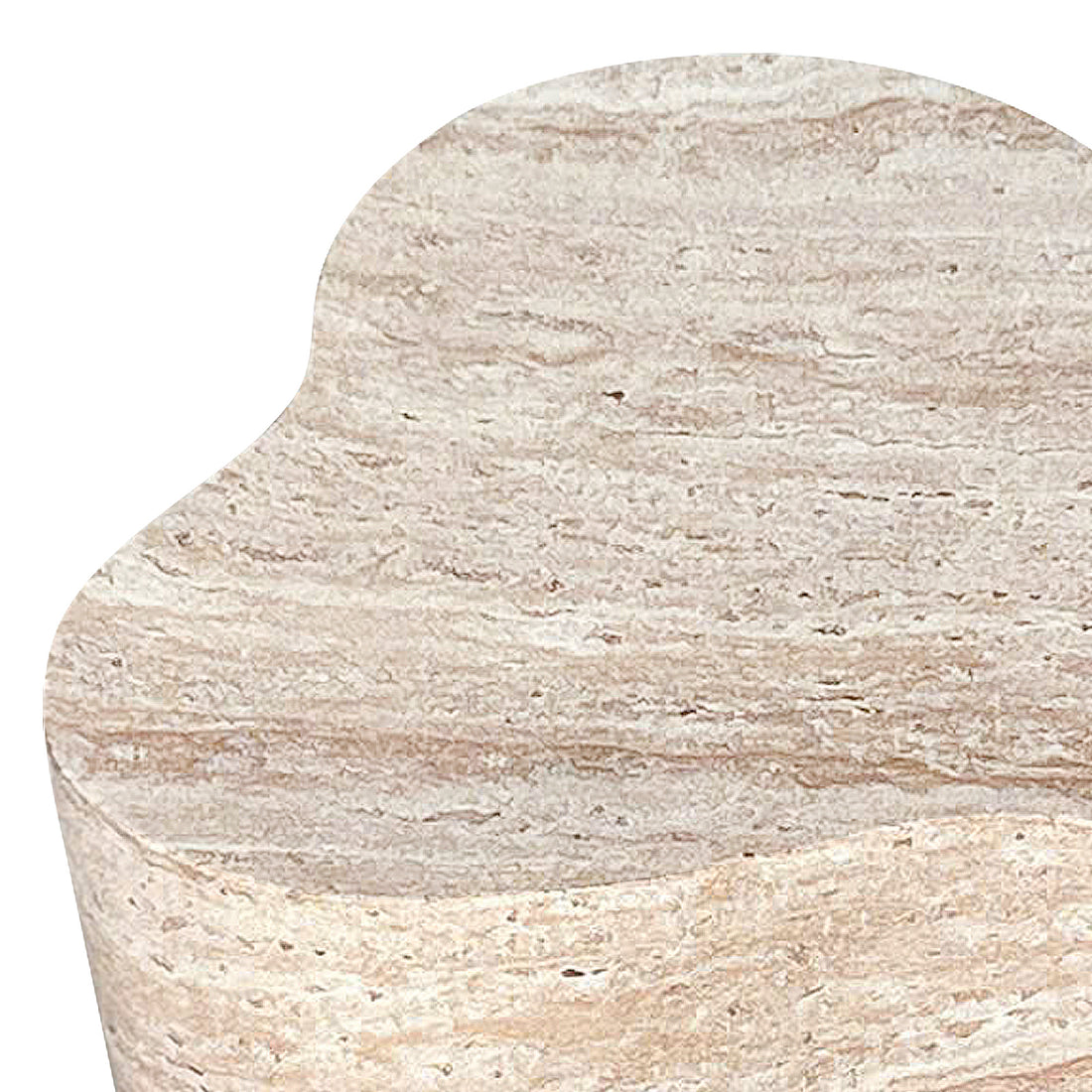 Cayton Concrete Indoor Side Table - Travertine, showcasing a smooth, curved design mimicking natural stone, highlighting its modern elegance. Ideal for stylish home interiors, blending effortlessly with various furniture styles.