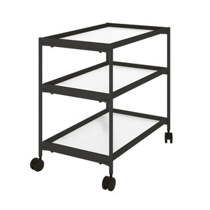 Chelsea 3-Tier Fluted Glass Drink Cart Bar Trolley in Black