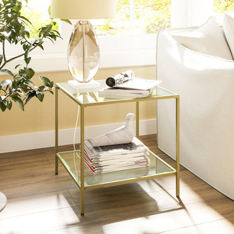 Cherrim Glass Side Table - Gold - Lifestyle