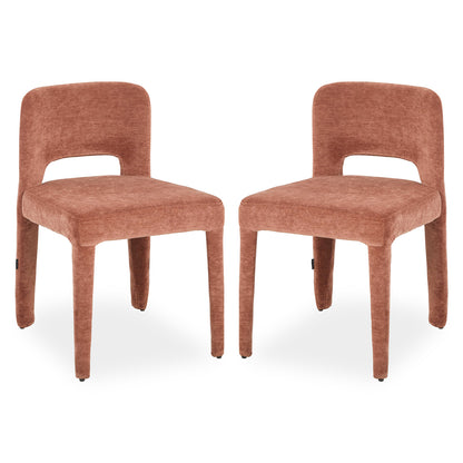 Edris Upholstered Leg Dining Chair in Terracotta (Set of 2)