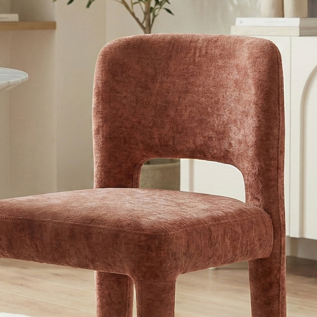 Edris Upholstered Leg Dining Chair in Terracotta (Set of 2)