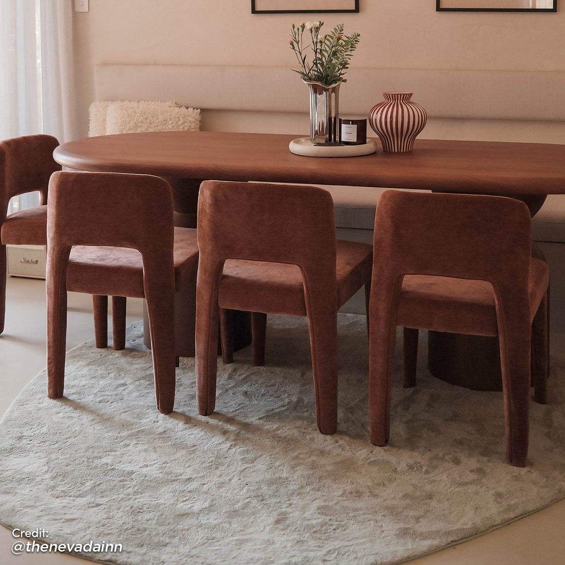 Edris Upholstered Leg Dining Chair in Terracotta (Set of 2)