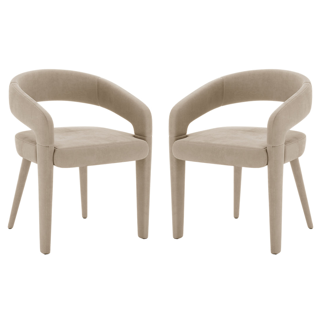 Eisha Velvet Bar Stool Set of 2 featuring plush velvet upholstery, curved backrest, and armrests with a sturdy metal frame. Designed for comfort and stability with built-in footrest and anti-slip pads.