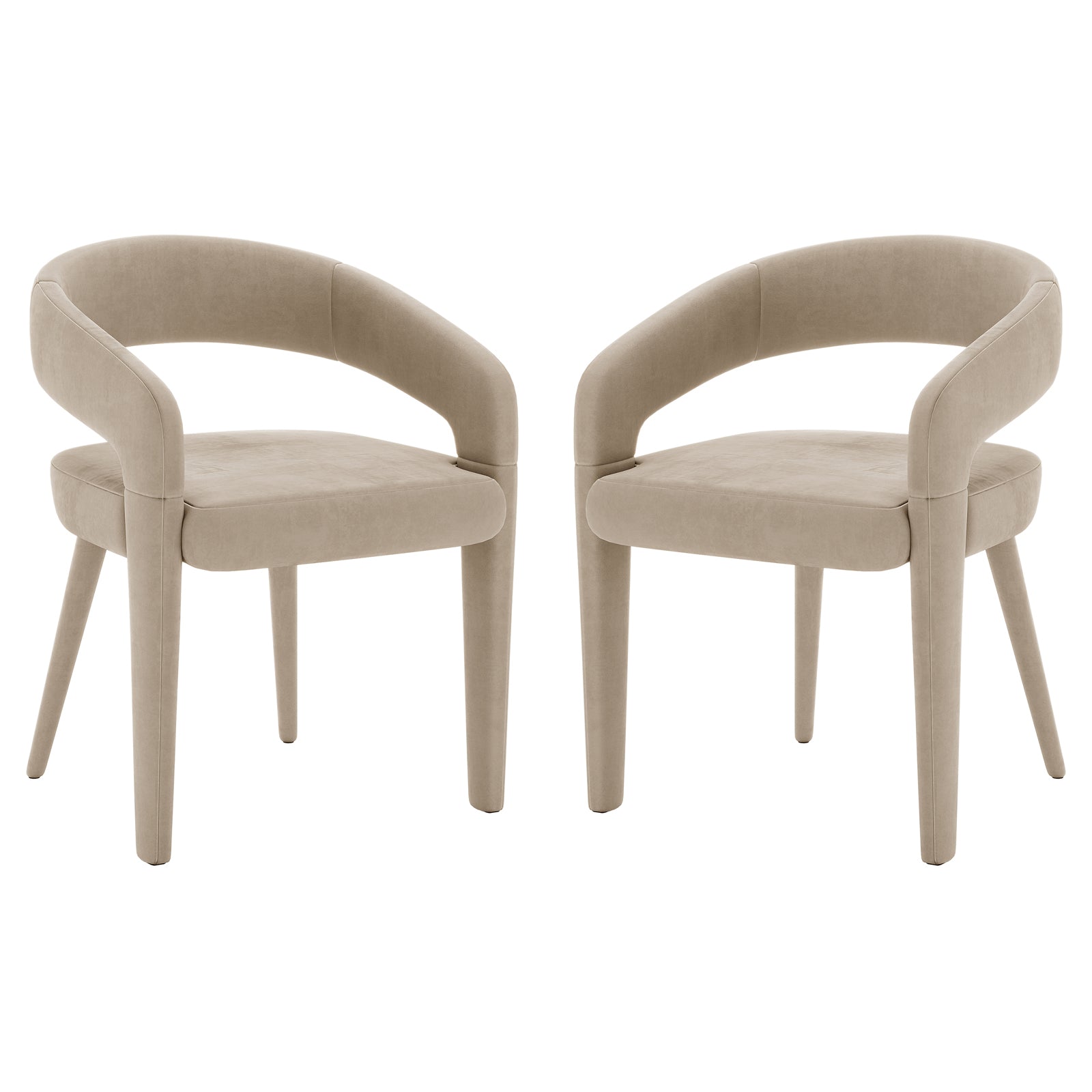 Eisha Velvet Bar Stool Set of 2 featuring plush velvet upholstery, curved backrest, and armrests with a sturdy metal frame. Designed for comfort and stability with built-in footrest and anti-slip pads.