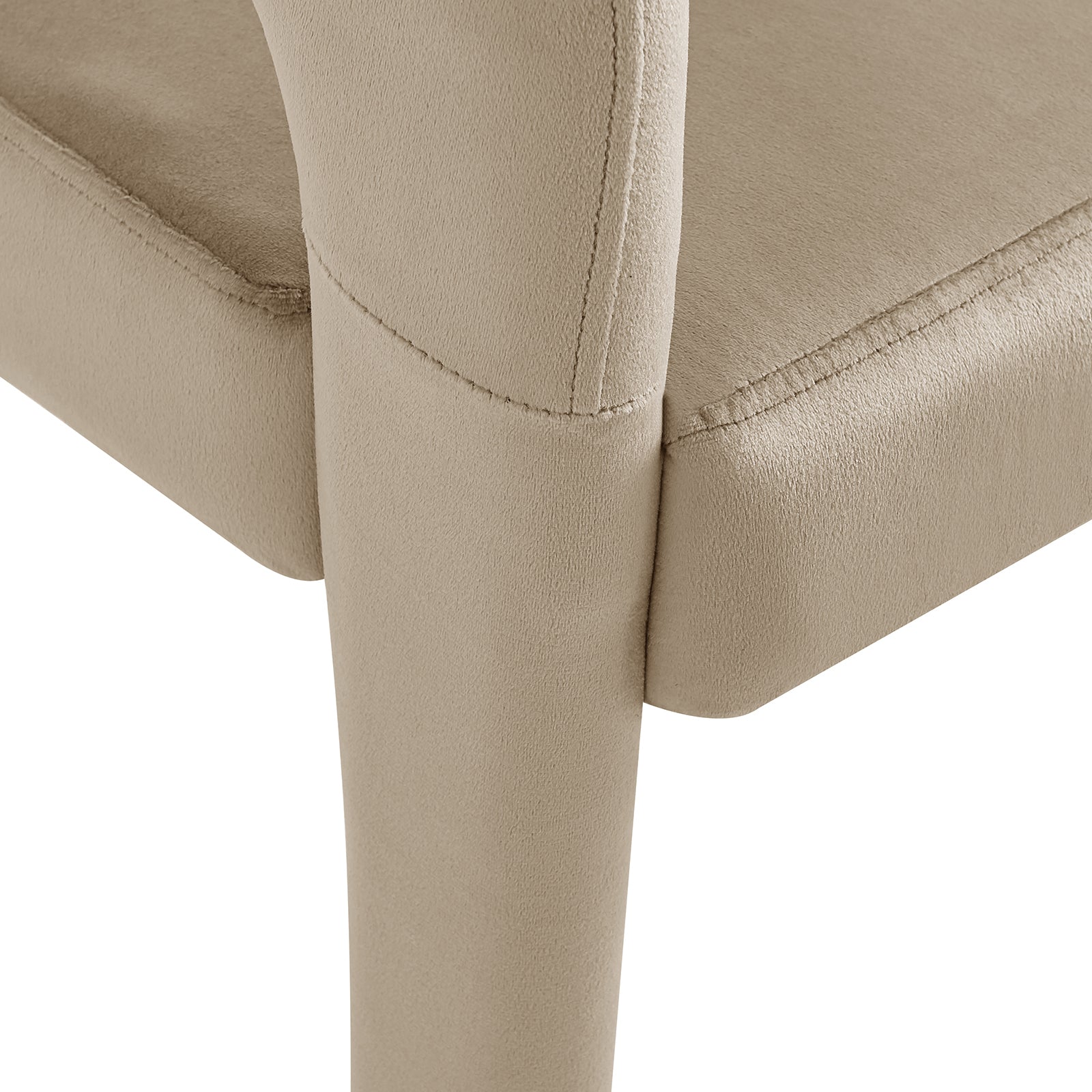 Close-up of the Eisha Velvet Bar Stool Set of 2, showcasing plush velvet upholstery, curved backrest, and sturdy metal frame with footrest, highlighting its modern design and comfort features.