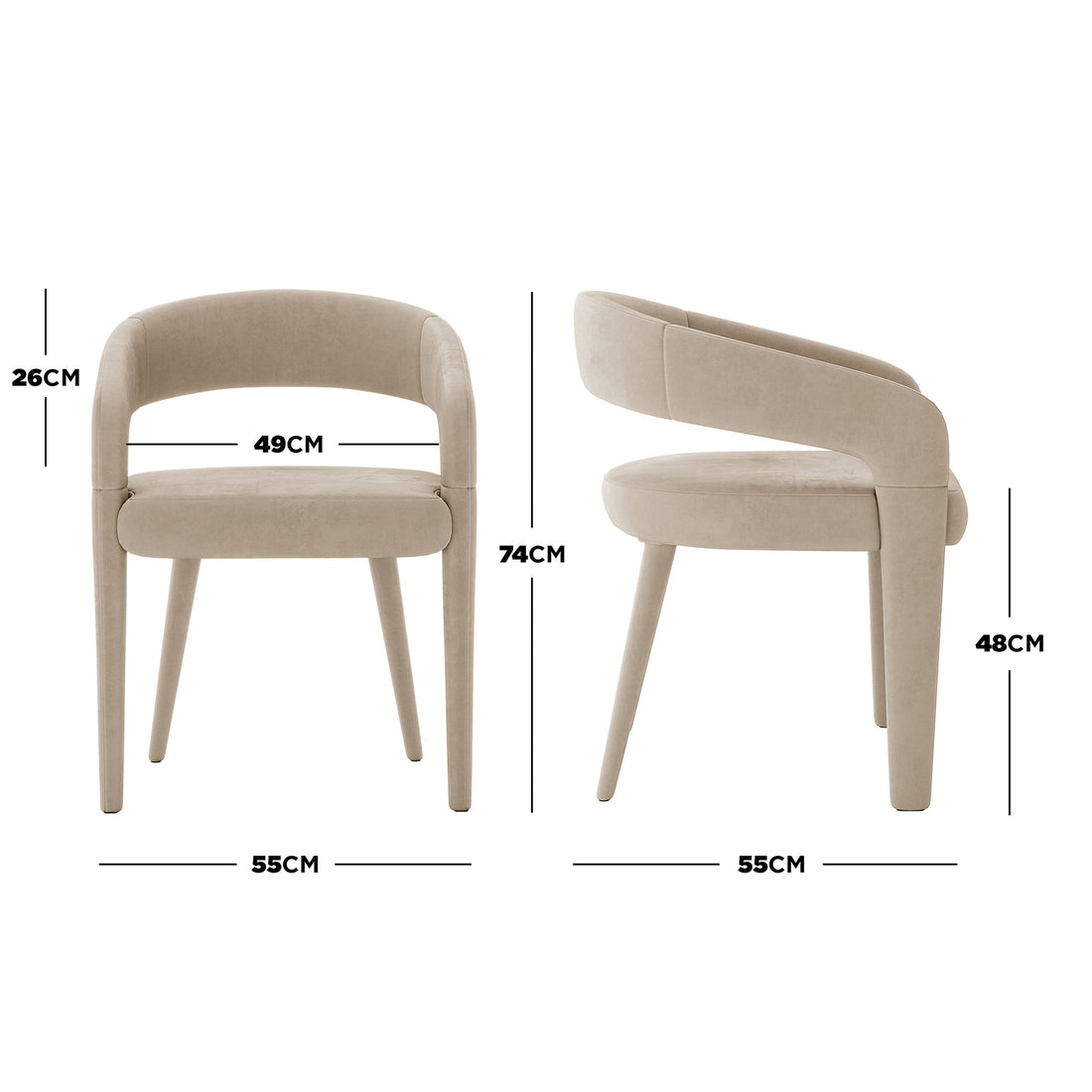 Close-up of the Eisha Velvet Bar Stool Set of 2, showcasing the plush velvet upholstery, curved backrest, and sturdy metal frame with built-in footrest, highlighting its modern design and comfort.