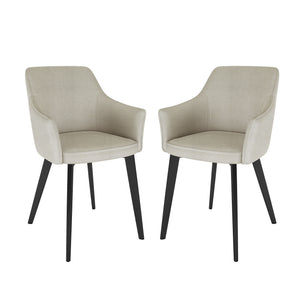 Ella Linen Dining Chair Set of 2 in Cream White