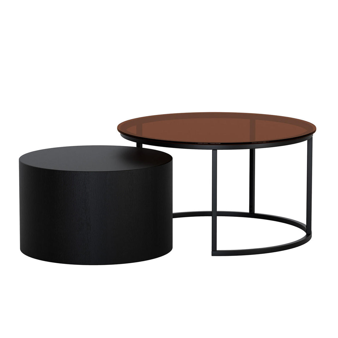 Ellisha Round Nesting Coffee Table with Steel Legs - Black