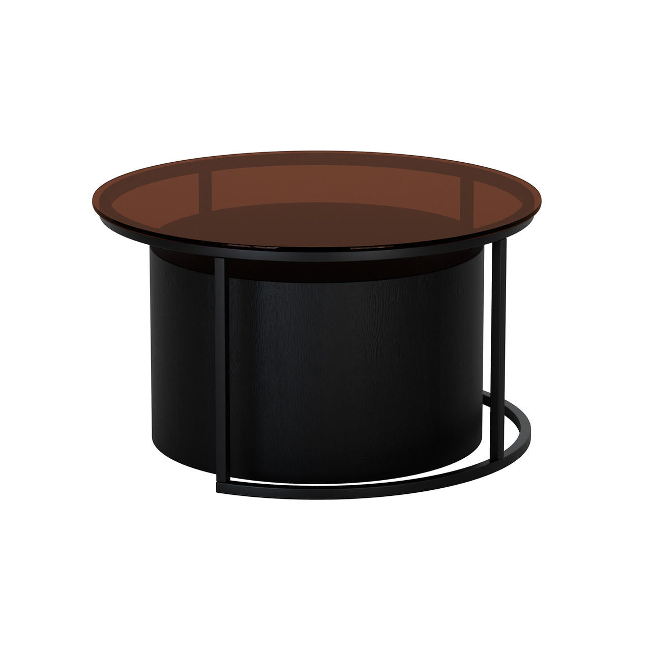 Ellisha Round Nesting Coffee Table with Steel Legs - Black