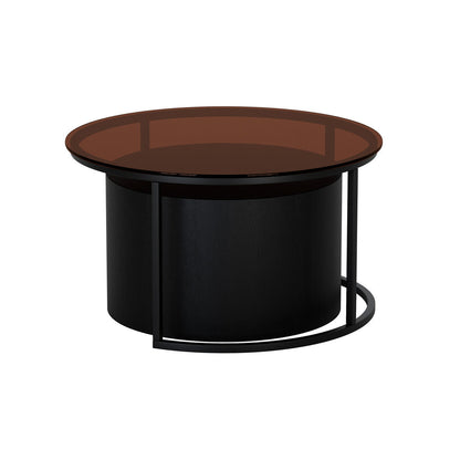 Ellisha Round Nesting Coffee Table with Steel Legs - Black