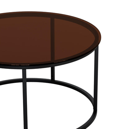 Ellisha Round Nesting Coffee Table with Steel Legs - Black
