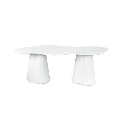 White modern organic-shaped table on a white background
