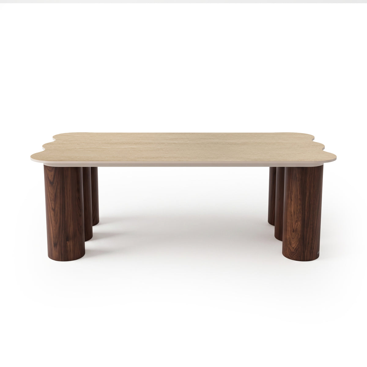 Modern rectangular wooden table on white background
