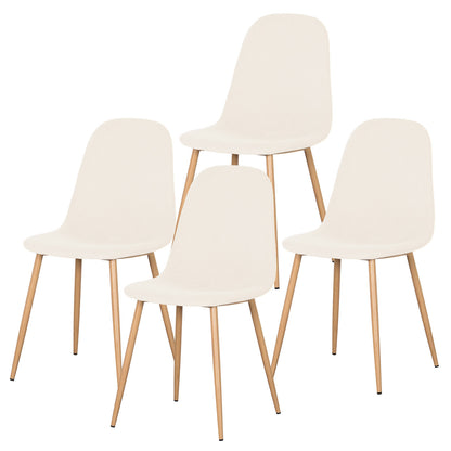 Florida Corduroy Fabric Dining Chairs (Set of 4) - Beige, showcasing plush corduroy upholstery with wooden legs, arranged in a group, highlighting their modern design and comfort for dining spaces.