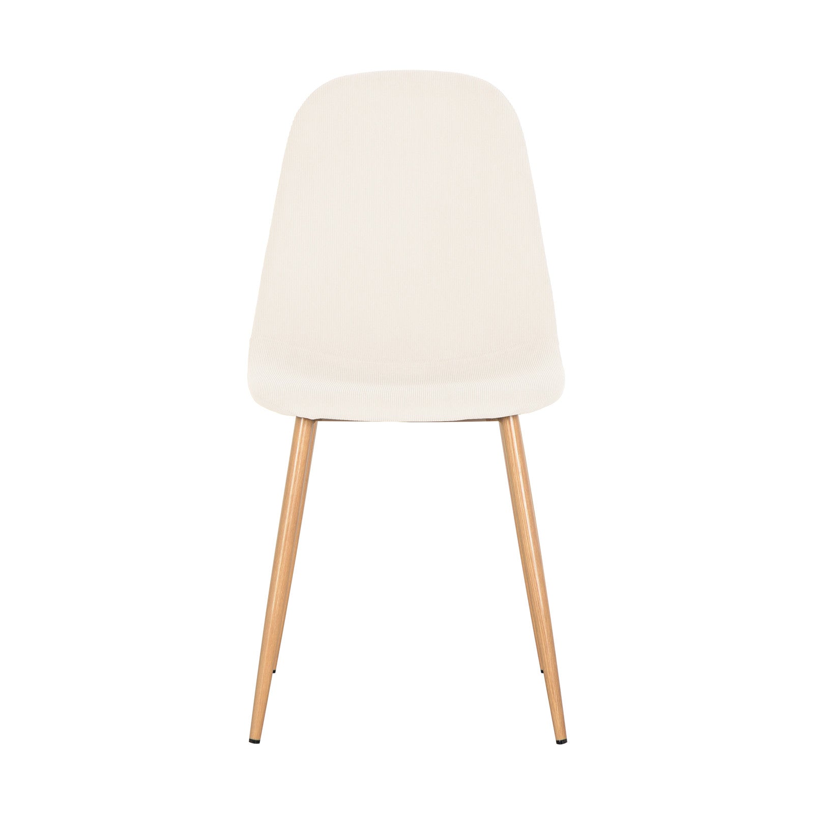 Florida Corduroy Fabric Dining Chairs (Set of 4) - Beige, featuring white seats with wooden legs, showcasing a sleek design with plush corduroy upholstery and sturdy metal legs, ideal for modern dining spaces.