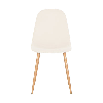Florida Corduroy Fabric Dining Chairs (Set of 4) - Beige, featuring white seats with wooden legs, showcasing a sleek design with plush corduroy upholstery and sturdy metal legs, ideal for modern dining spaces.