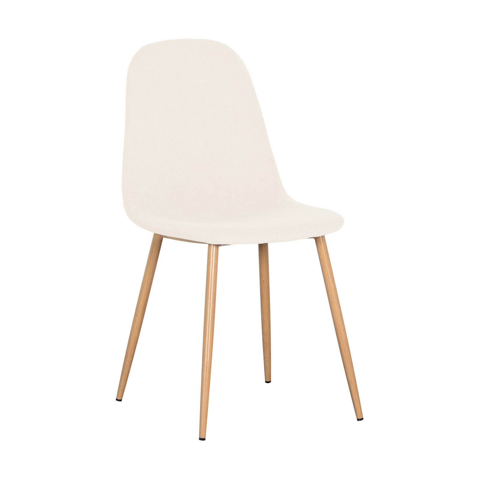 Florida Corduroy Fabric Dining Chairs (Set of 4) - Beige, featuring plush corduroy upholstery and sturdy metal legs, perfect for enhancing dining spaces with a blend of comfort and modern elegance.