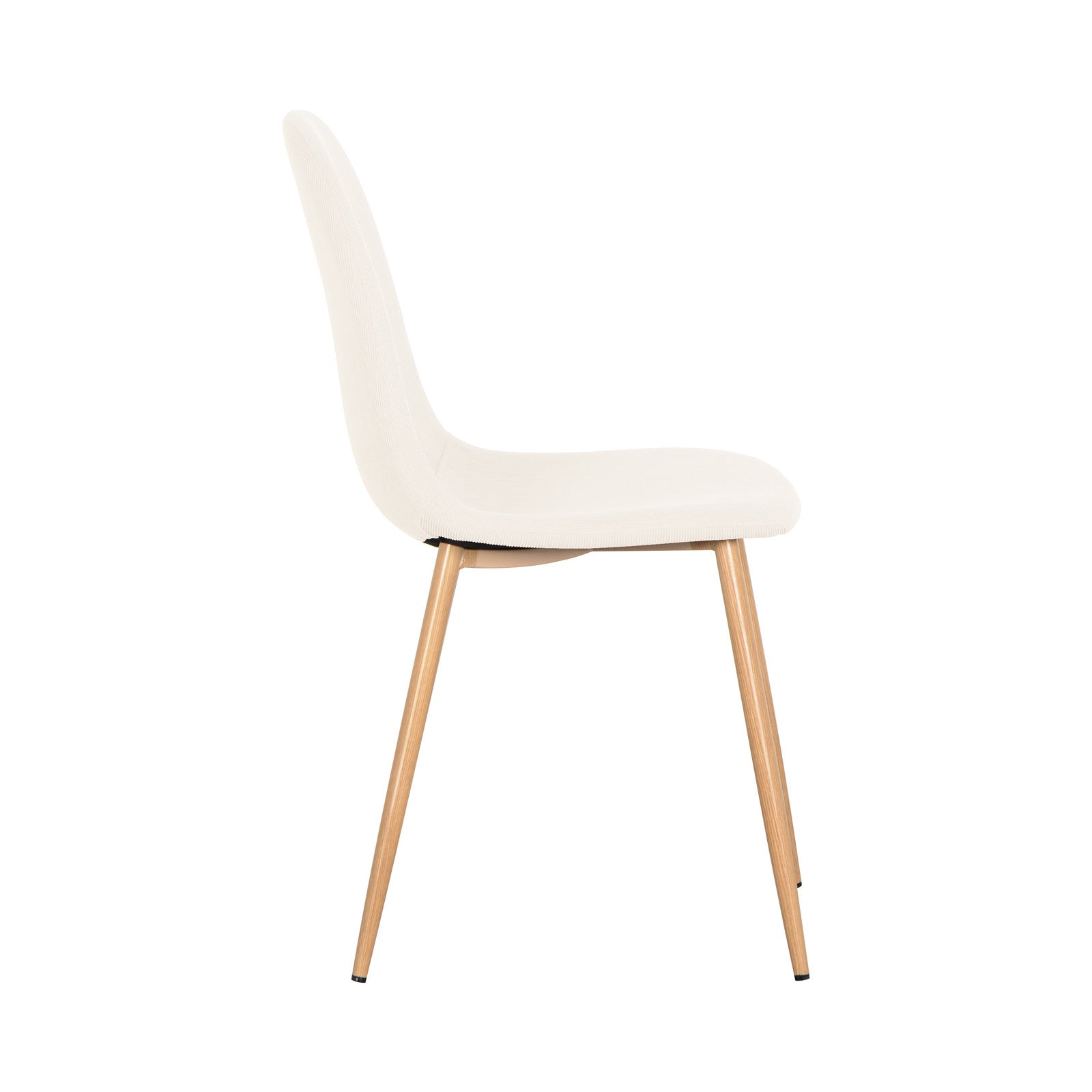 Florida Corduroy Fabric Dining Chairs (Set of 4) - Beige, featuring plush corduroy upholstery and sturdy wooden legs, designed for modern dining spaces, offering elegance and comfort.