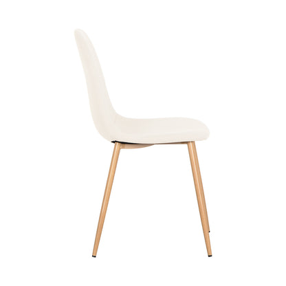 Florida Corduroy Fabric Dining Chairs (Set of 4) - Beige, featuring plush corduroy upholstery and sturdy wooden legs, designed for modern dining spaces, offering elegance and comfort.