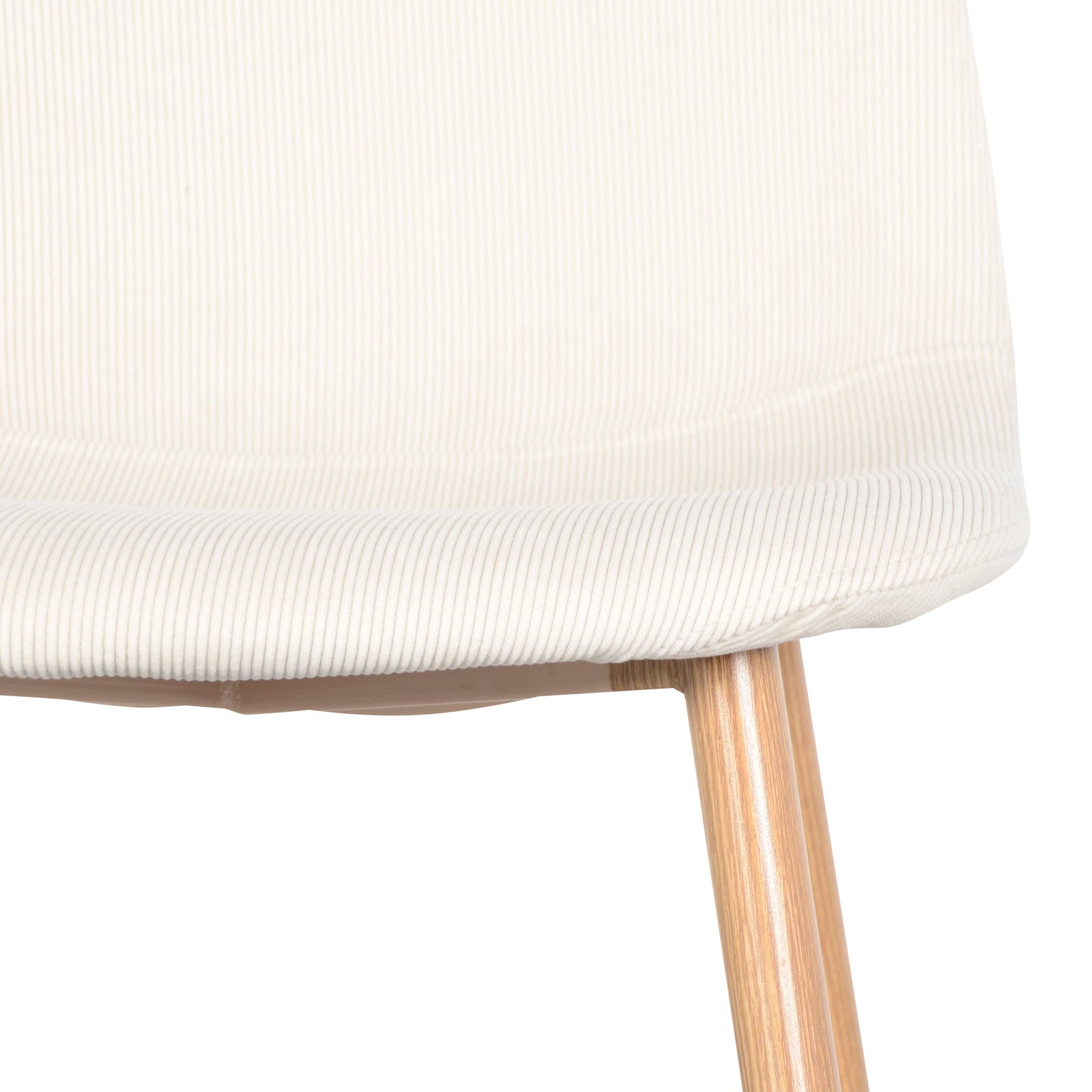 Florida Corduroy Fabric Dining Chairs (Set of 4) - Beige, featuring plush corduroy upholstery and sturdy metal legs, designed for elegance and comfort in dining spaces.