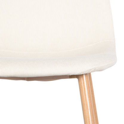 Florida Corduroy Fabric Dining Chairs (Set of 4) - Beige, featuring plush corduroy upholstery and sturdy metal legs, designed for elegance and comfort in dining spaces.