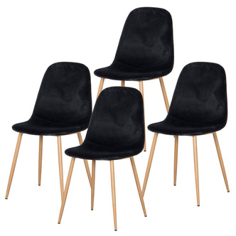 Florida Velvet Upholstered Dining Chairs Black Set of 4, featuring sleek black velvet seats with wooden legs, designed for contemporary dining spaces, providing luxurious comfort and durability with anti-slip pads for stability.