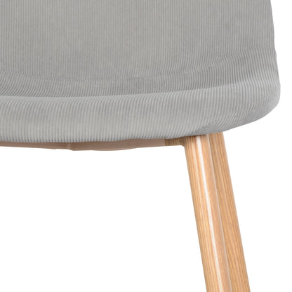 Florida Corduroy Fabric Dining Chairs (Set of 4) - Grey, featuring plush corduroy upholstery with durable metal legs and anti-slip pads, ideal for modern dining spaces seeking elegance and stability.
