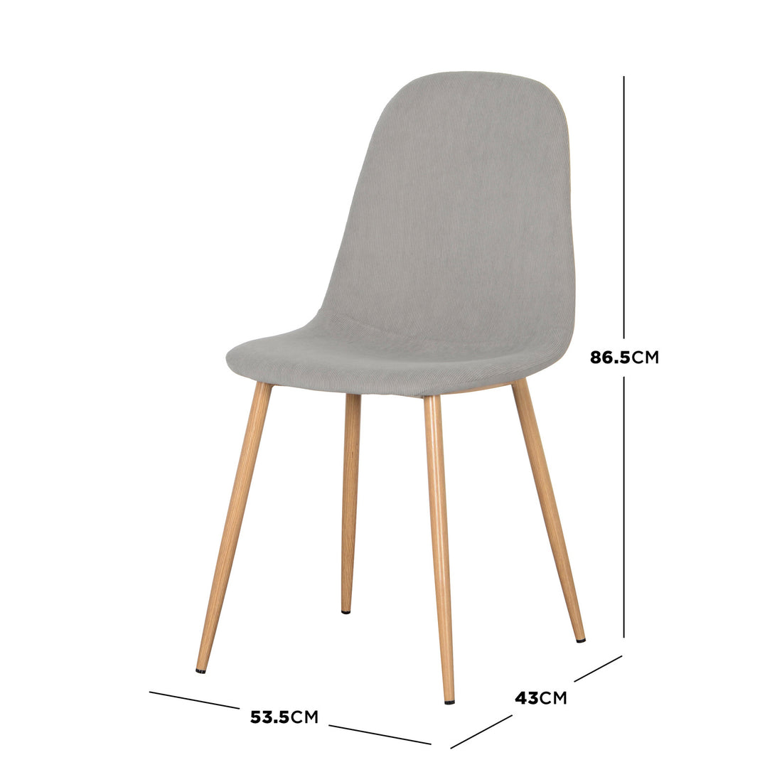 Florida Corduroy Fabric Dining Chairs (Set of 4) - Grey, featuring plush corduroy upholstery and sturdy wooden legs, highlighting the modern design and texture that enhance any dining room setting.