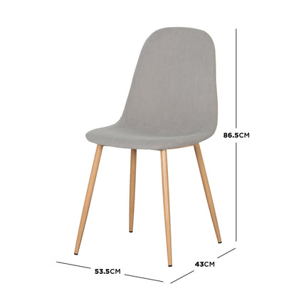 Florida Corduroy Fabric Dining Chairs (Set of 4) - Grey, featuring plush corduroy upholstery and sturdy wooden legs, highlighting the modern design and texture that enhance any dining room setting.