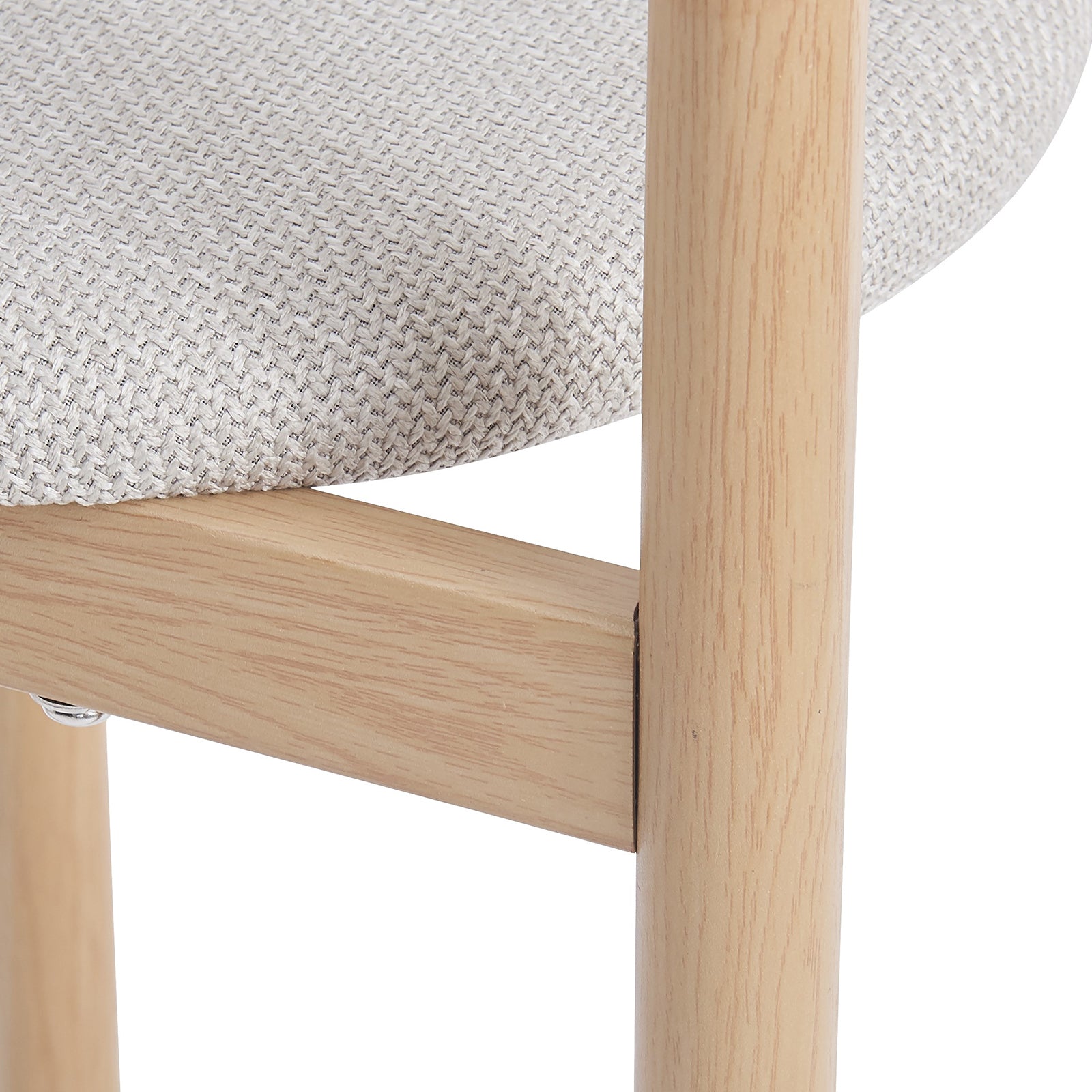 Gilles Linen Arched Bar Stool Set of 2 - Beige, featuring soft linen upholstery, arched backrests, and sleek metal frames with wood details, providing comfortable and stylish seating for modern spaces.