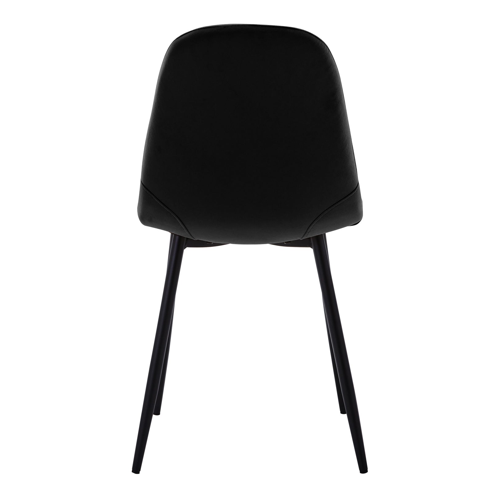 Halsa Velvet Fabric Classic Dining Chair Set of 4 - Black, featuring plush velvet upholstery, cushioned seating, and sleek metal legs. Perfect for adding elegance and comfort to any dining space.