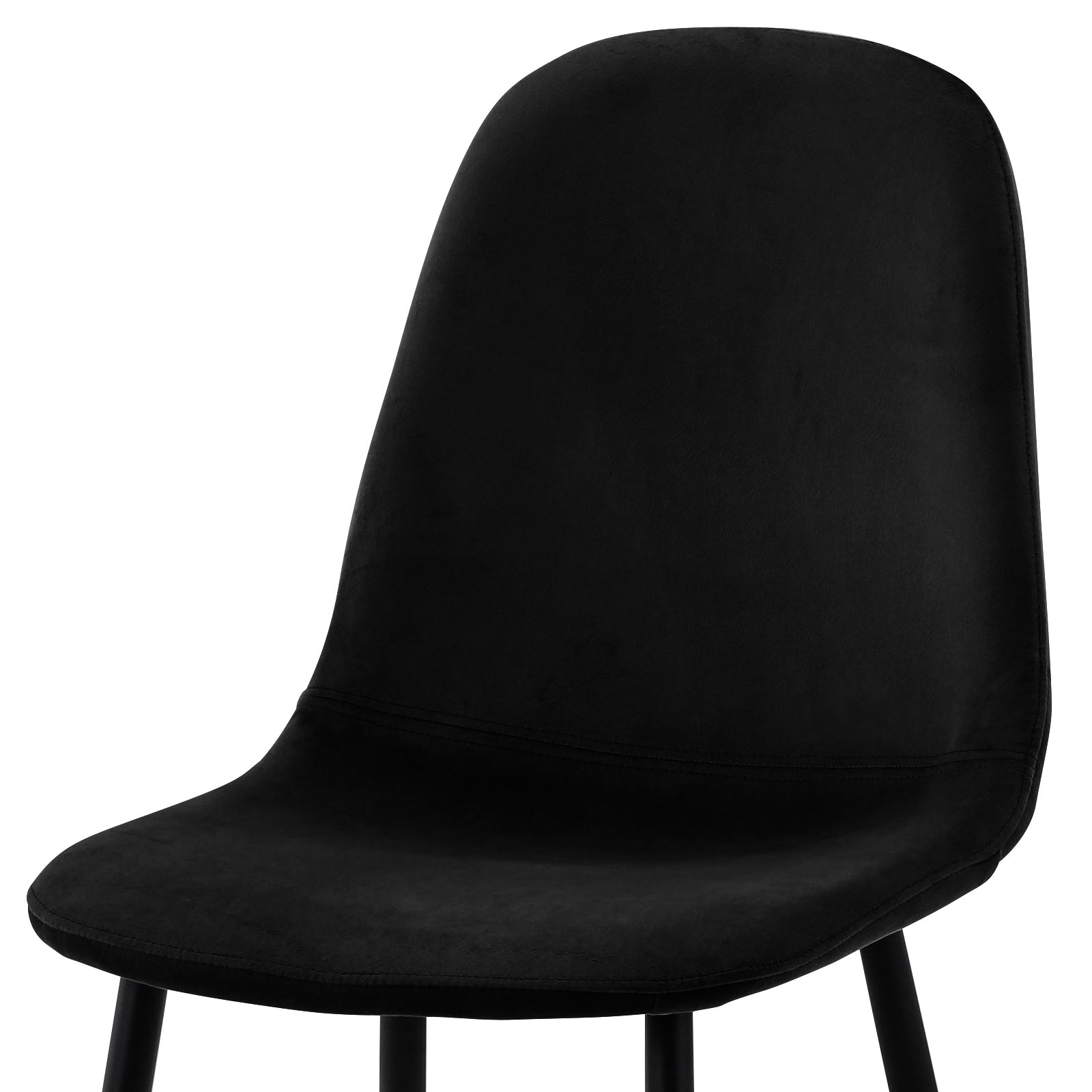 Halsa Luxe Velvet Classic Dining Chair in black, showcasing its plush velvet upholstery and sleek metal legs, emphasizing ergonomic design and comfort for dining, ideal for enhancing a modern dining space.
