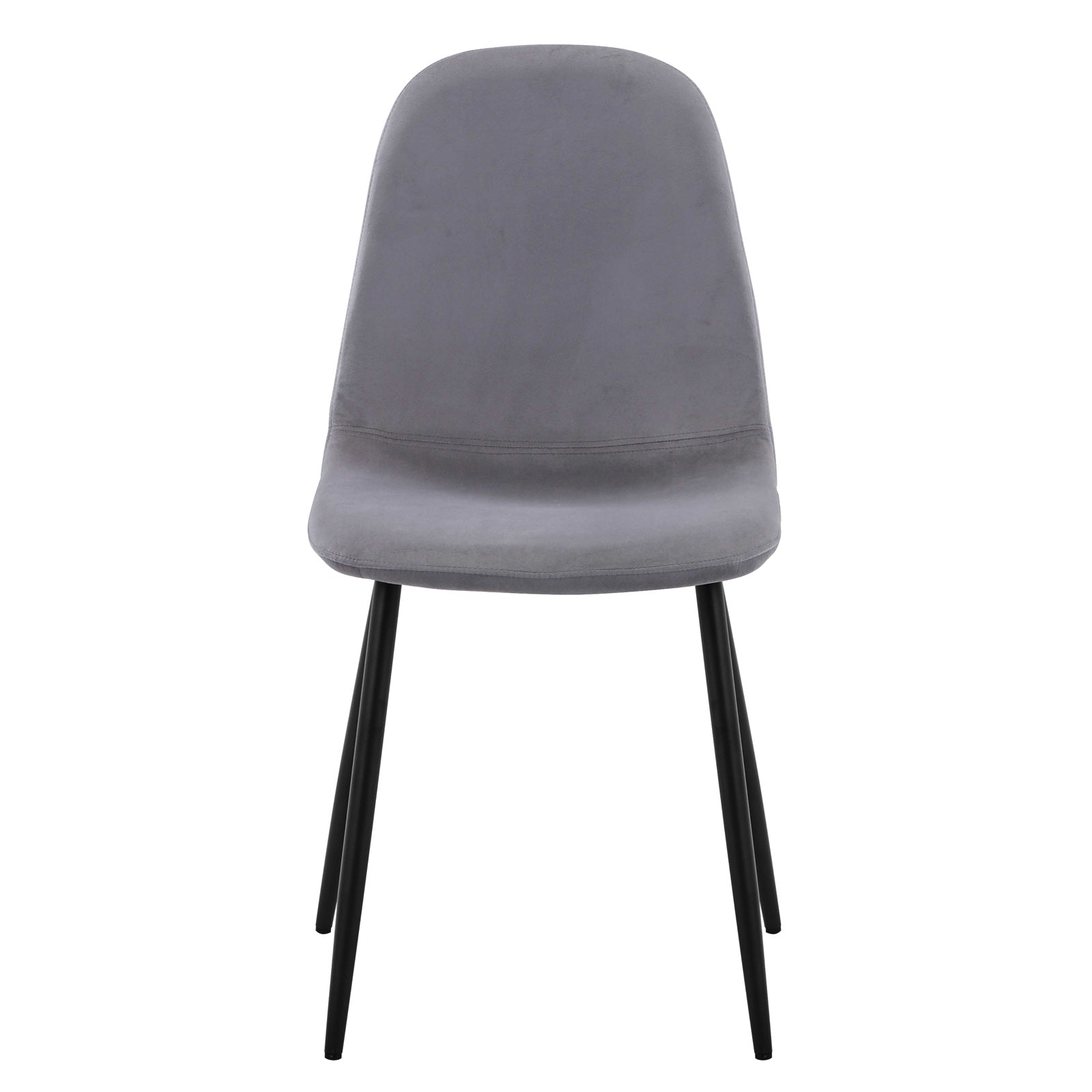 Halsa Velvet Fabric Classic Dining Chair Grey Marle Set of 4, features plush velvet upholstery, sleek black legs, and a 45cm back height, offering a blend of modern elegance and comfort.