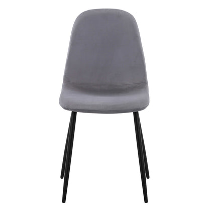 Halsa Velvet Fabric Classic Dining Chair Grey Marle Set of 4, features plush velvet upholstery, sleek black legs, and a 45cm back height, offering a blend of modern elegance and comfort.