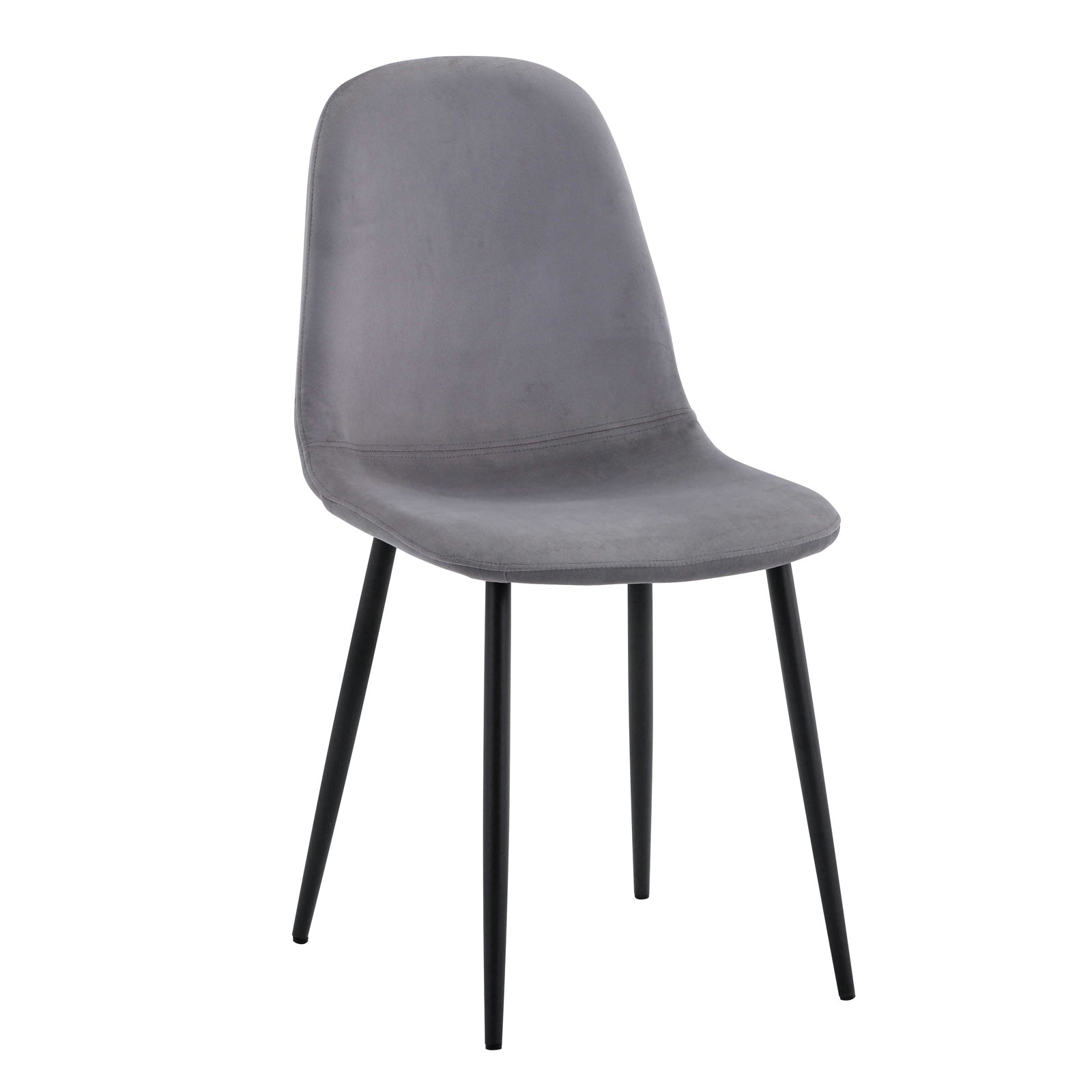 Halsa Velvet Fabric Classic Dining Chair Grey Marle Set of 4, featuring plush cushioned seats, sleek black metal legs, and luxurious velvet upholstery, perfect for modern and classic dining spaces.