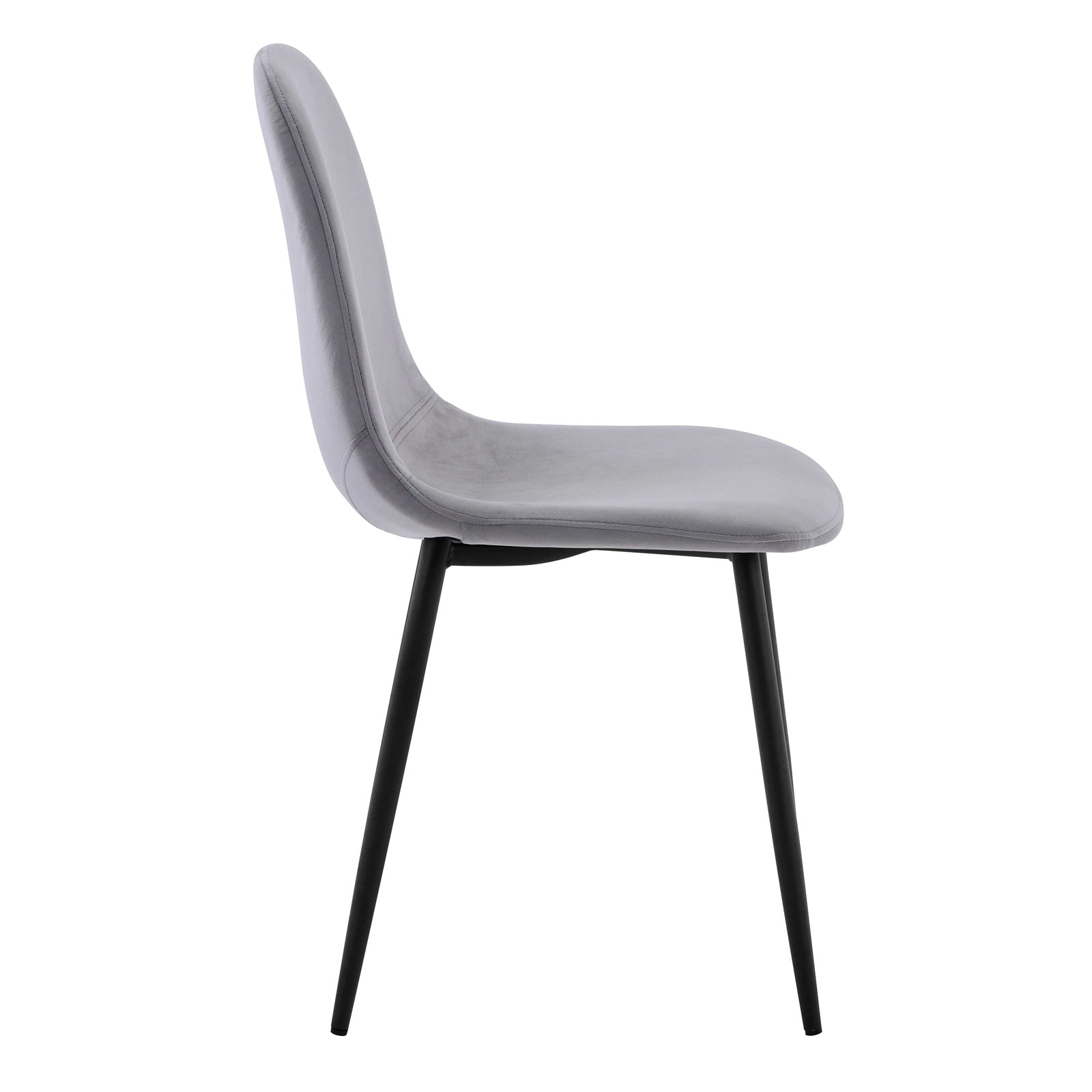 Halsa Velvet Fabric Classic Dining Chair Grey Marle Set of 4 features sleek black legs and plush velvet upholstery, offering modern elegance and comfort, perfect for elevating any dining space.