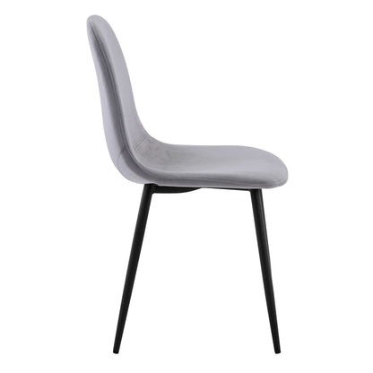 Halsa Velvet Fabric Classic Dining Chair Grey Marle Set of 4 features sleek black legs and plush velvet upholstery, offering modern elegance and comfort, perfect for elevating any dining space.