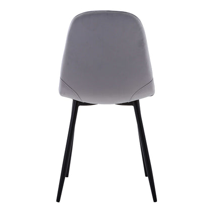 Halsa Velvet Fabric Classic Dining Chair Grey Marle Set of 4, featuring sleek black legs and plush velvet upholstery, offers modern elegance and ergonomic support, perfect for enhancing any dining space.