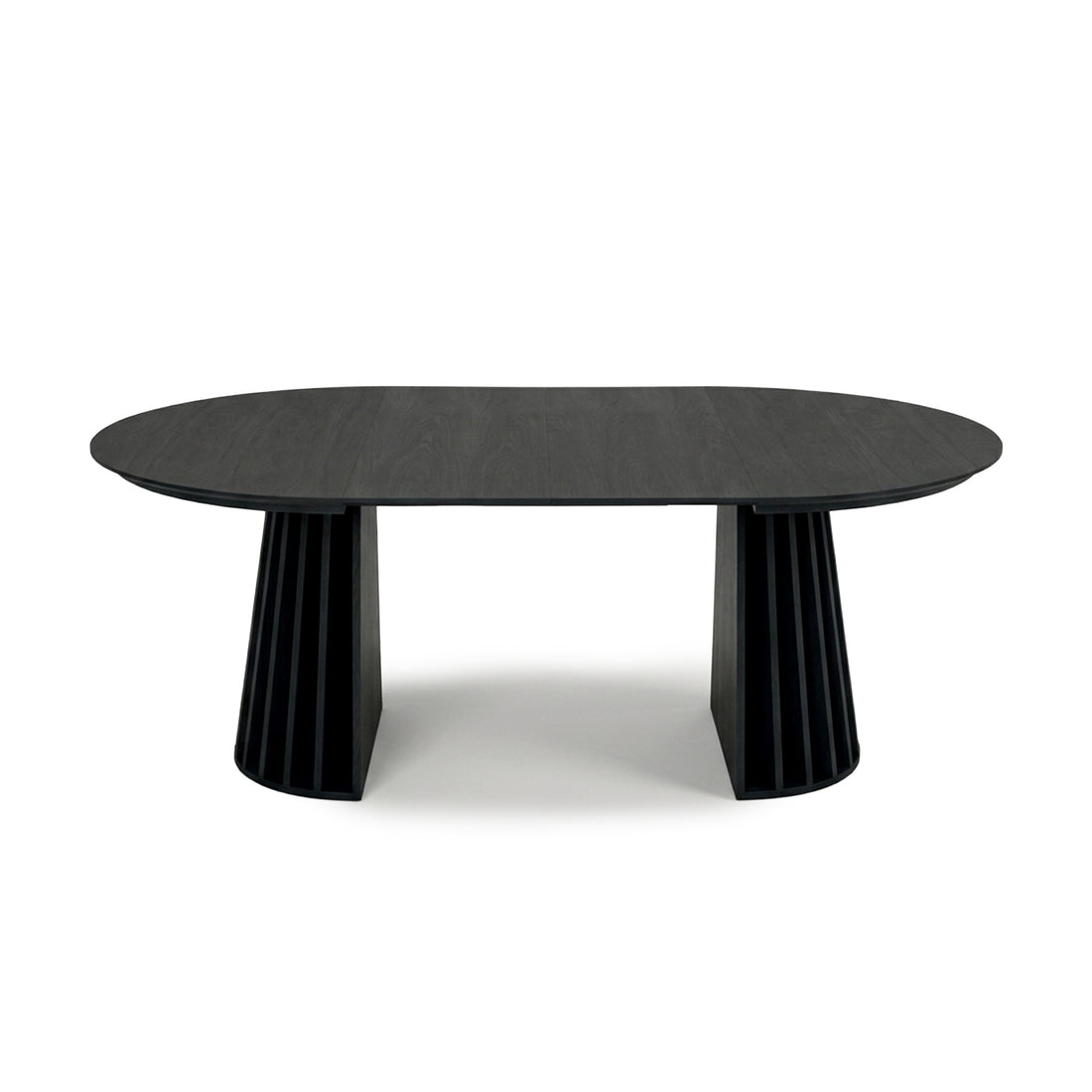 Modern black dining table on white background