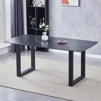 Jade 180cm Ceramic Porcelain Dining Table - Black - Lifestyle