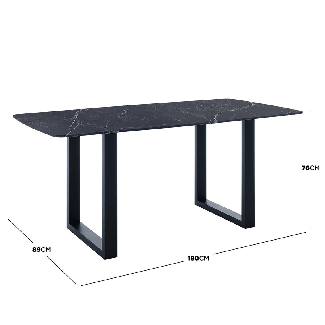 Jade 180cm Ceramic Porcelain Dining Table - Black