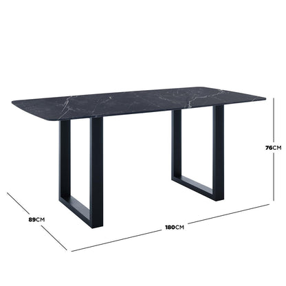 Jade 180cm Ceramic Porcelain Dining Table - Black