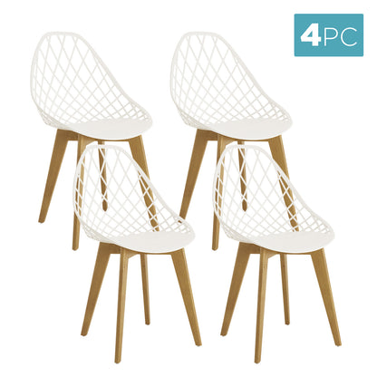 Jonah Beech Wood Dining Chair (Set of 4) – Cream White; features sleek design with polypropylene seats and sturdy beech wood legs, showcasing a minimalist, ergonomic style ideal for modern dining spaces.