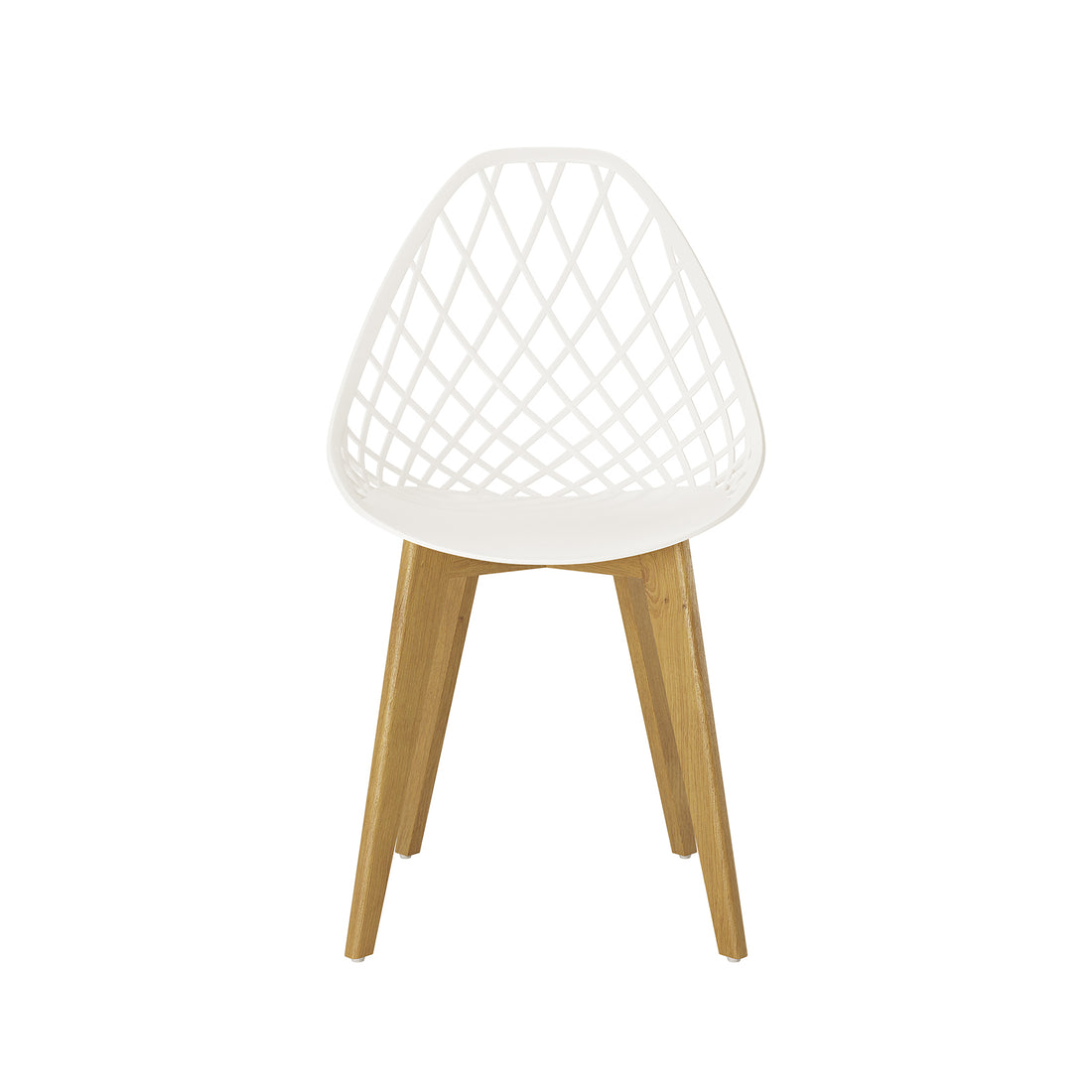 Jonah Beech Wood Dining Chair (Set of 4) - Cream White features a sleek design with a polypropylene seat and sturdy wooden legs, ideal for modern dining rooms.