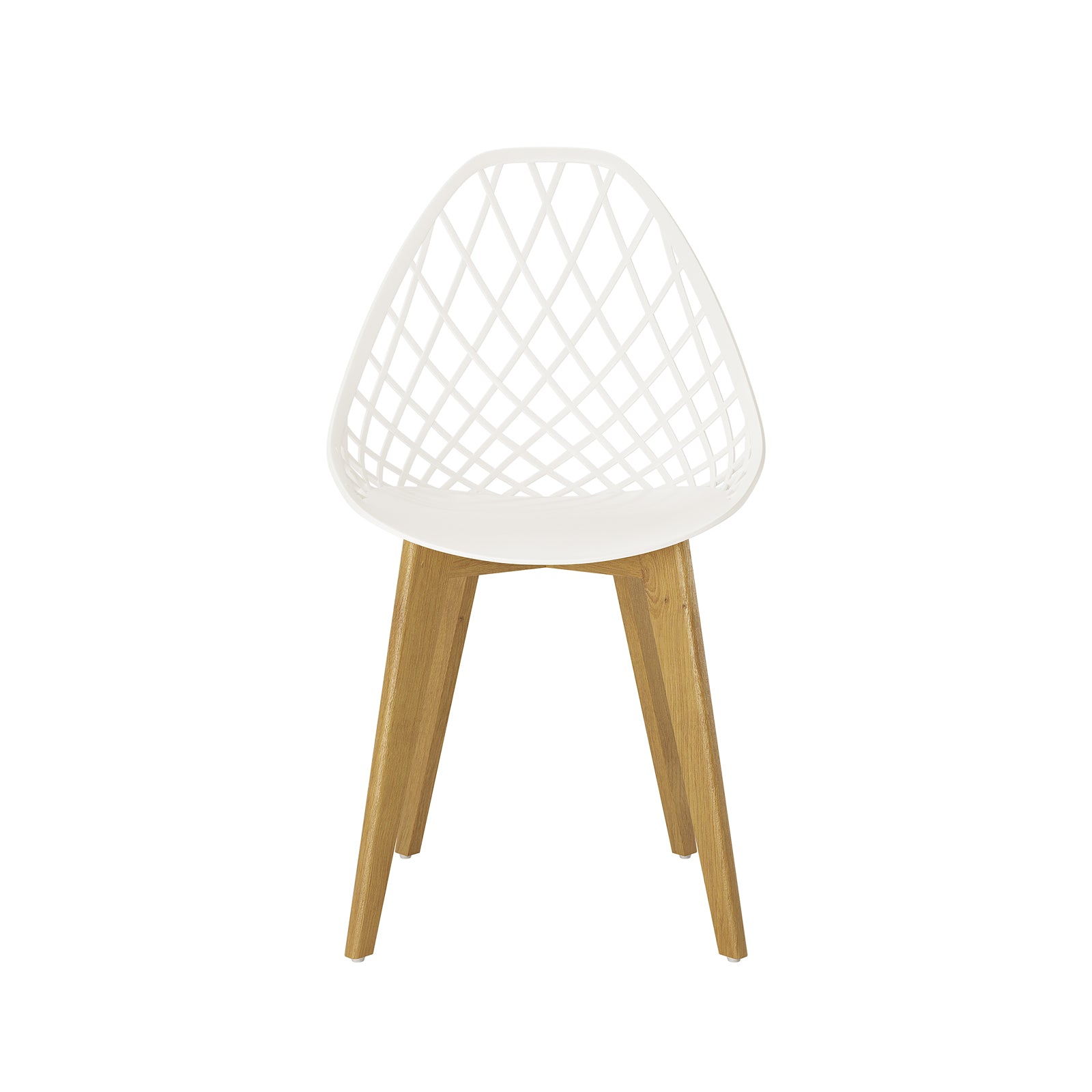 Jonah Beech Wood Dining Chair (Set of 4) - Cream White features a sleek design with a polypropylene seat and sturdy wooden legs, ideal for modern dining rooms.