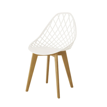 Jonah Beech Wood Dining Chair (Set of 4) - Cream White; features a sleek polypropylene seat with sturdy beech wood legs, combining minimalist design with ergonomic comfort and durability.